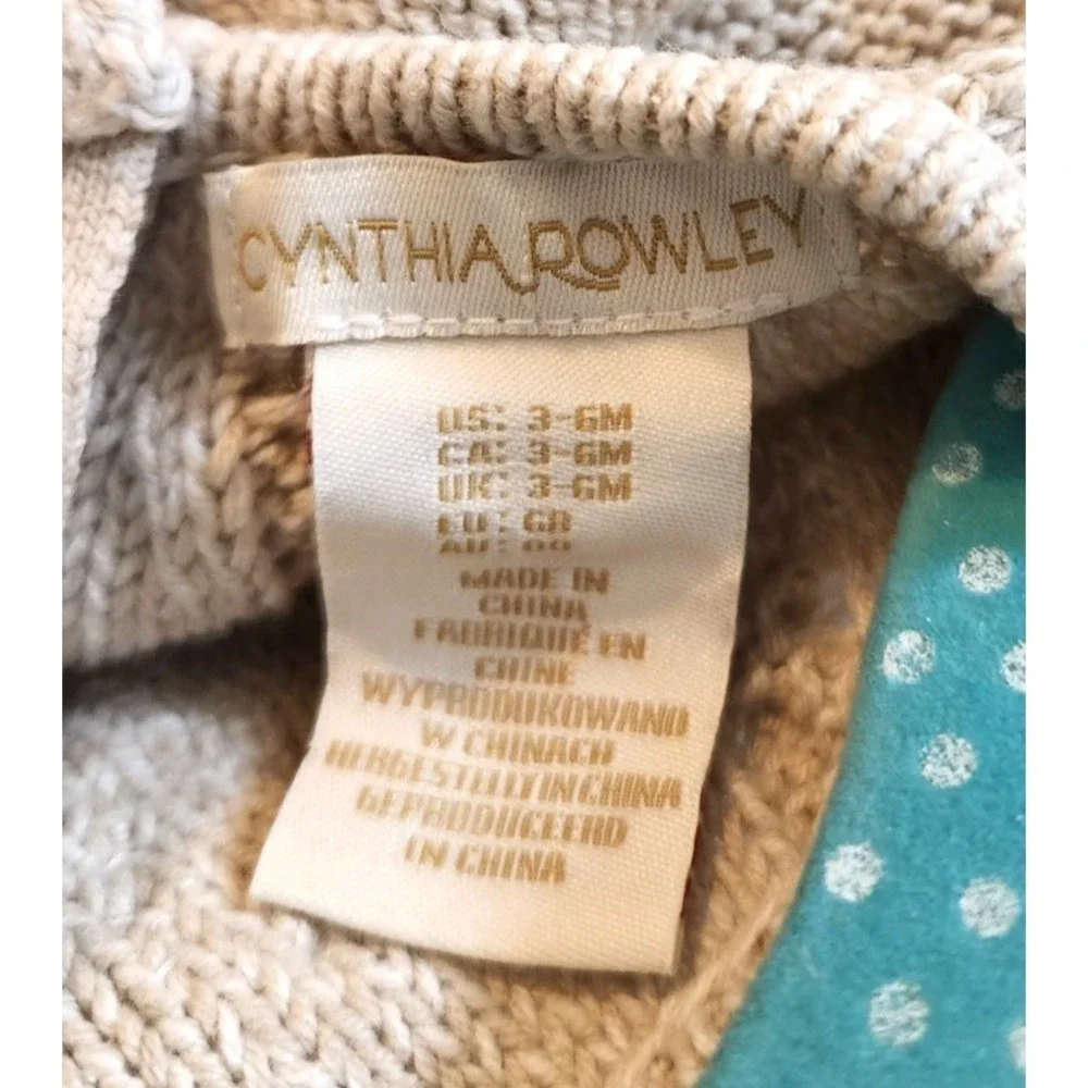 Cynthia Rowley Baby Girl Knit Dress Hat Set 3-6M Taupe Cable Knit NWOT